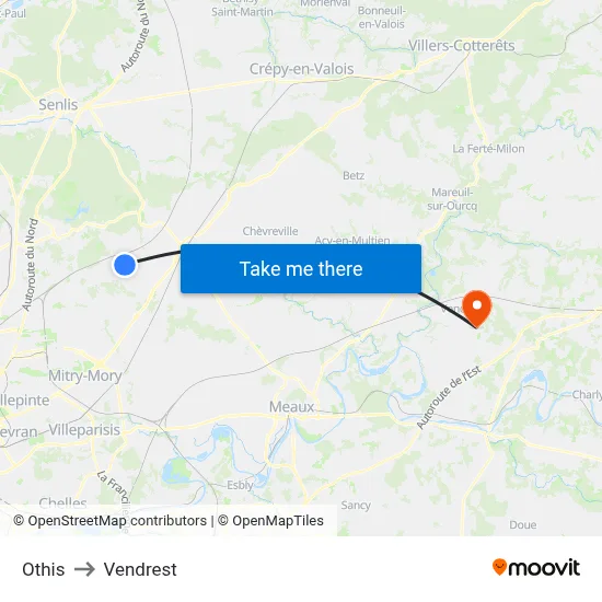 Othis to Vendrest map