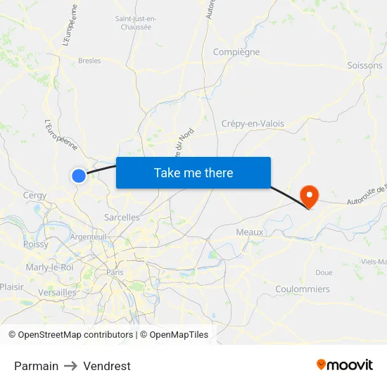 Parmain to Vendrest map