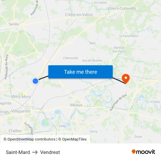 Saint-Mard to Vendrest map