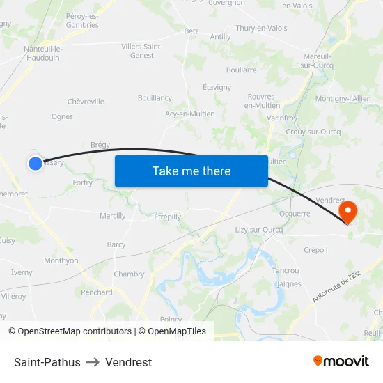 Saint-Pathus to Vendrest map