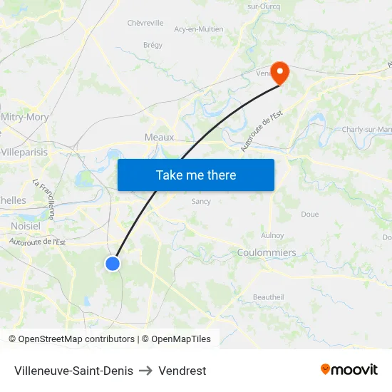 Villeneuve-Saint-Denis to Vendrest map