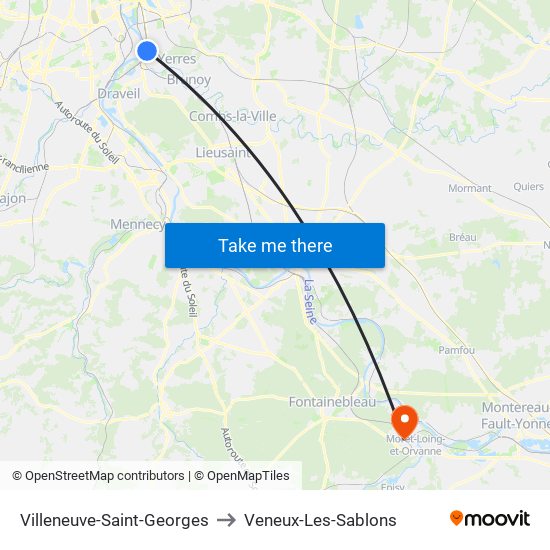 Villeneuve-Saint-Georges to Veneux-Les-Sablons map