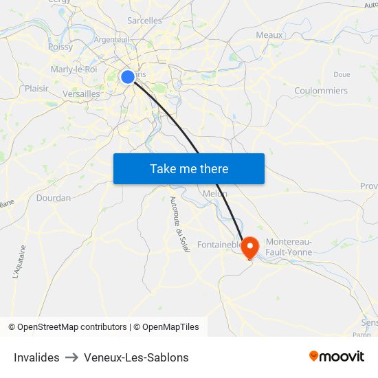 Invalides to Veneux-Les-Sablons map