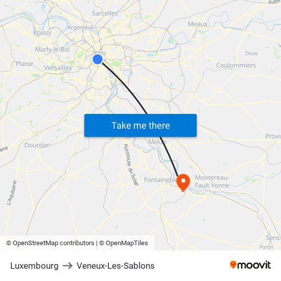 Luxembourg to Veneux-Les-Sablons map