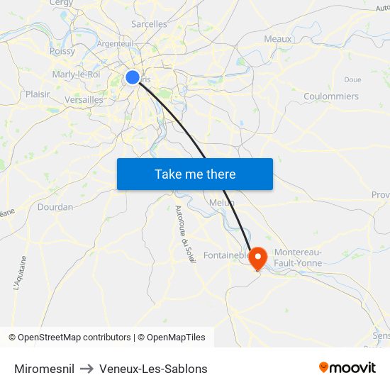 Miromesnil to Veneux-Les-Sablons map