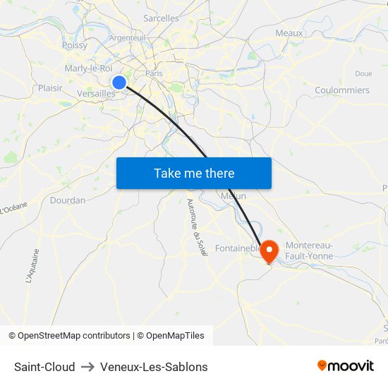 Saint-Cloud to Veneux-Les-Sablons map