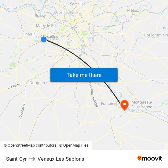Saint-Cyr to Veneux-Les-Sablons map