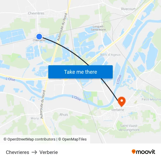 Chevrieres to Verberie map