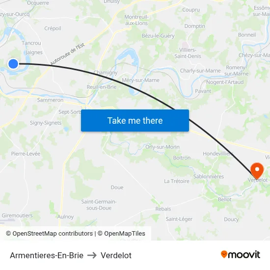 Armentieres-En-Brie to Verdelot map