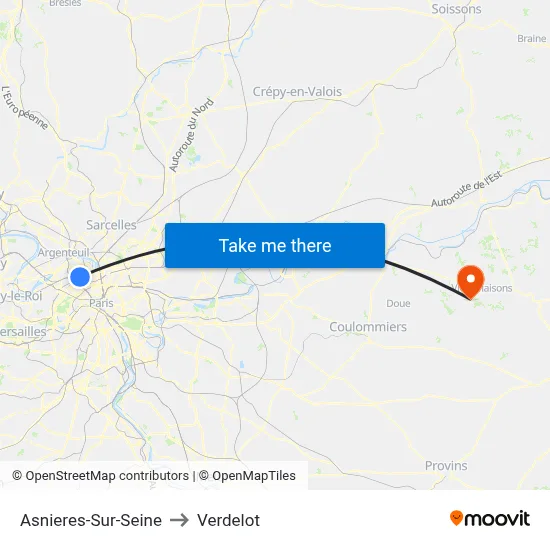 Asnieres-Sur-Seine to Verdelot map