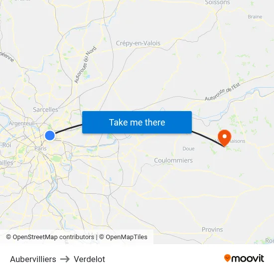 Aubervilliers to Verdelot map