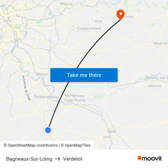 Bagneaux-Sur-Loing to Verdelot map