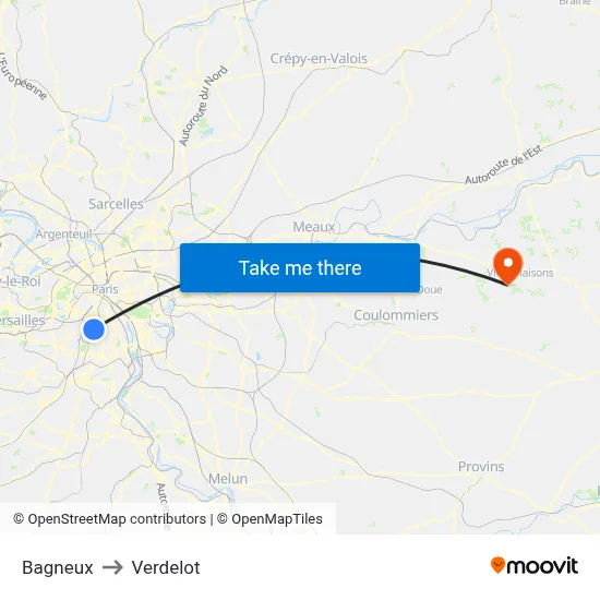 Bagneux to Verdelot map