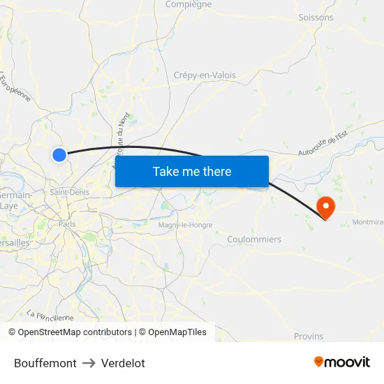 Bouffemont to Verdelot map