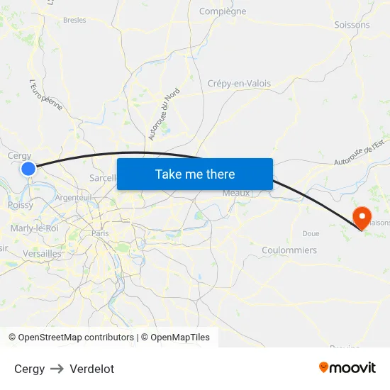 Cergy to Verdelot map