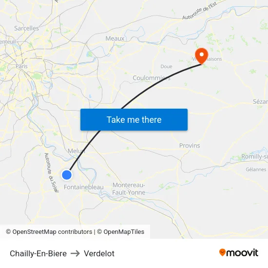Chailly-En-Biere to Verdelot map