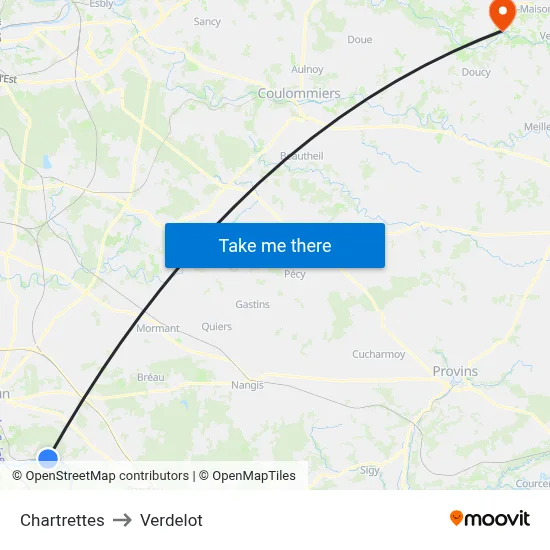 Chartrettes to Verdelot map