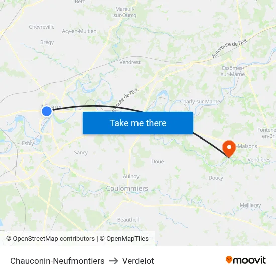 Chauconin-Neufmontiers to Verdelot map