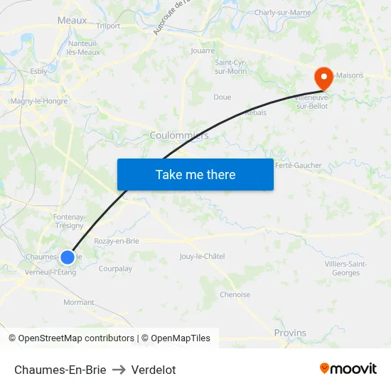 Chaumes-En-Brie to Verdelot map