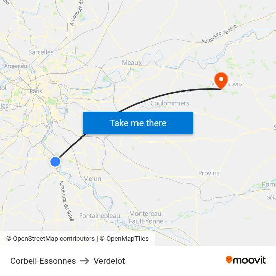 Corbeil-Essonnes to Verdelot map
