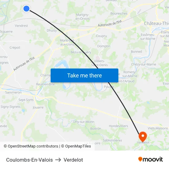 Coulombs-En-Valois to Verdelot map