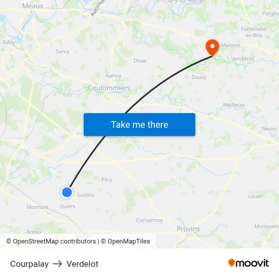 Courpalay to Verdelot map