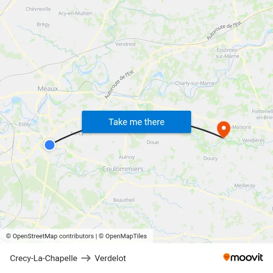 Crecy-La-Chapelle to Verdelot map