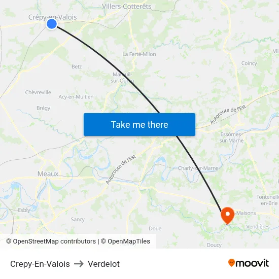 Crepy-En-Valois to Verdelot map