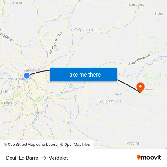 Deuil-La-Barre to Verdelot map