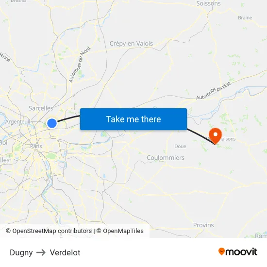 Dugny to Verdelot map