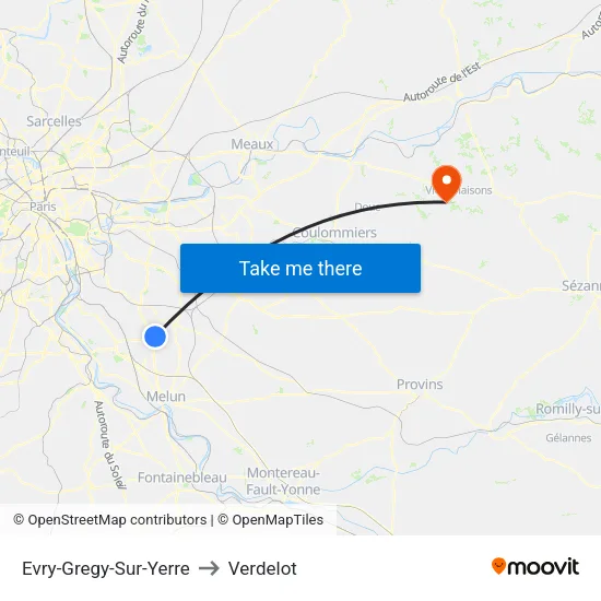 Evry-Gregy-Sur-Yerre to Verdelot map