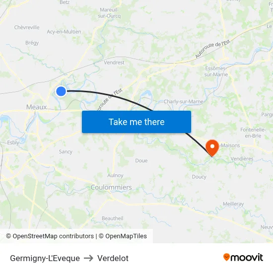 Germigny-L'Eveque to Verdelot map