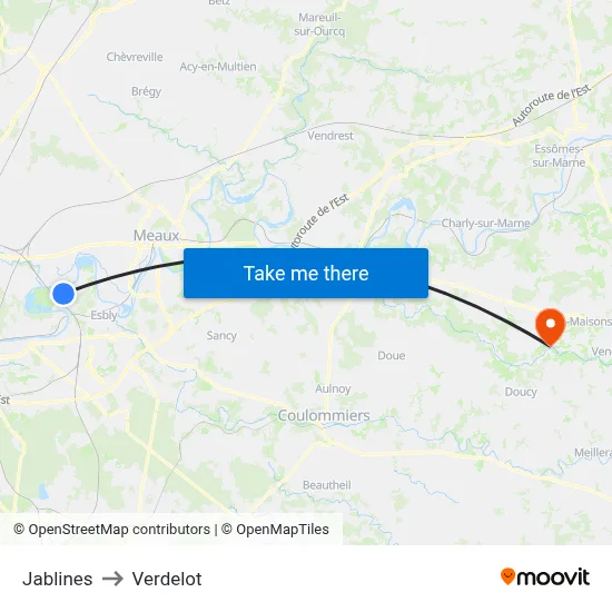 Jablines to Verdelot map