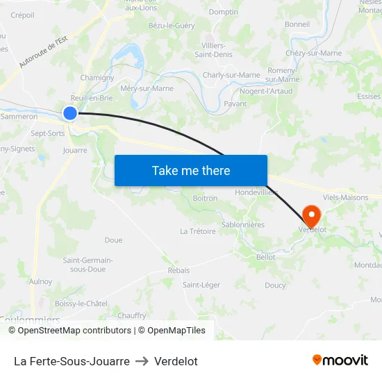 La Ferte-Sous-Jouarre to Verdelot map