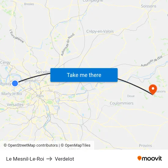 Le Mesnil-Le-Roi to Verdelot map