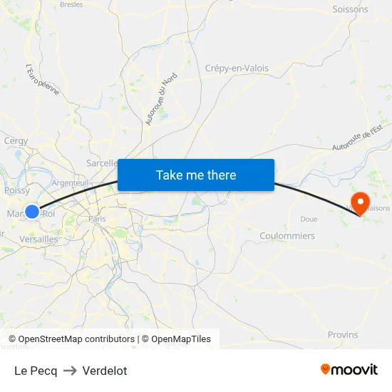 Le Pecq to Verdelot map