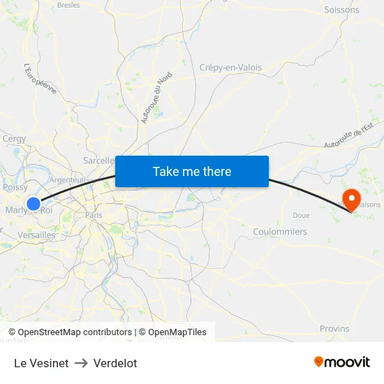 Le Vesinet to Verdelot map