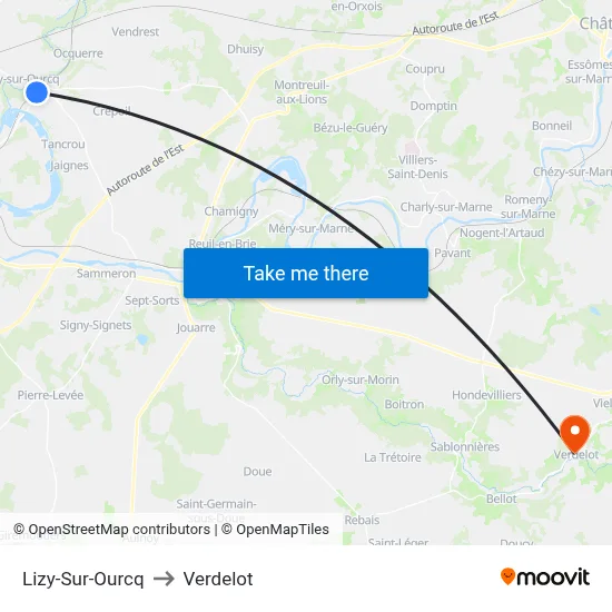 Lizy-Sur-Ourcq to Verdelot map