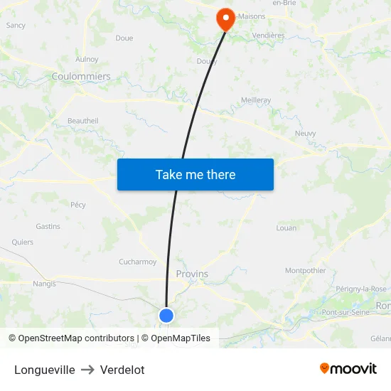 Longueville to Verdelot map