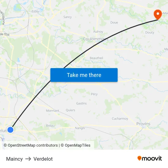Maincy to Verdelot map