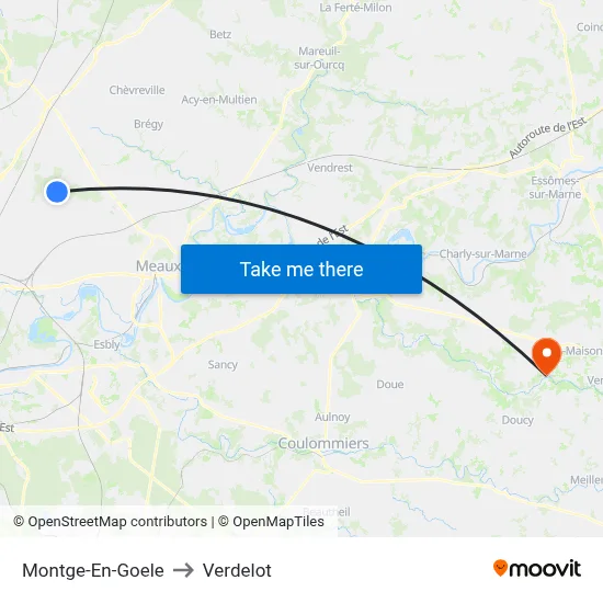 Montge-En-Goele to Verdelot map