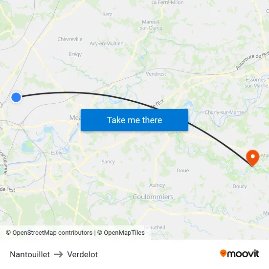 Nantouillet to Verdelot map