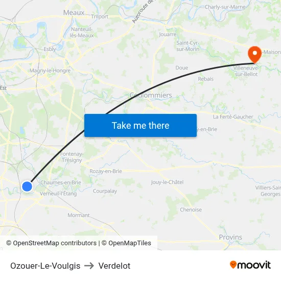 Ozouer-Le-Voulgis to Verdelot map