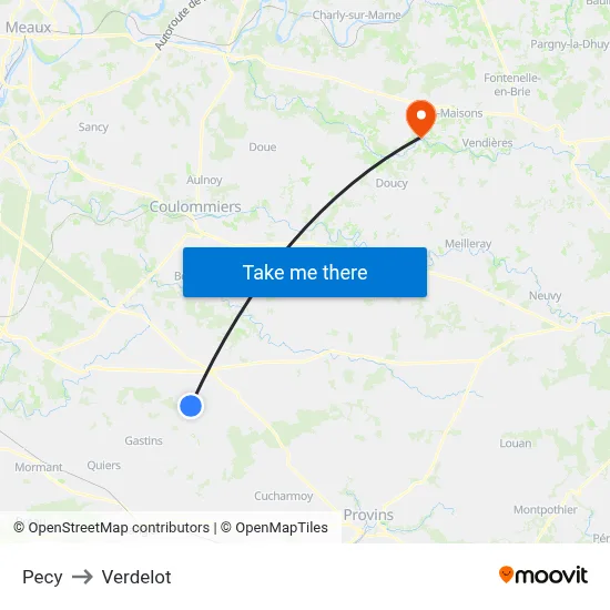 Pecy to Verdelot map