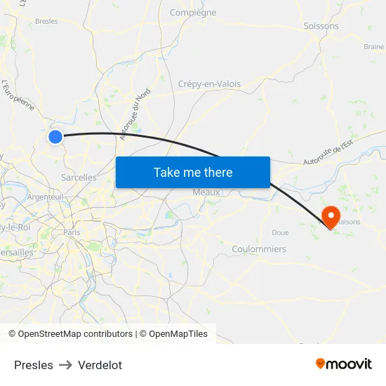 Presles to Verdelot map