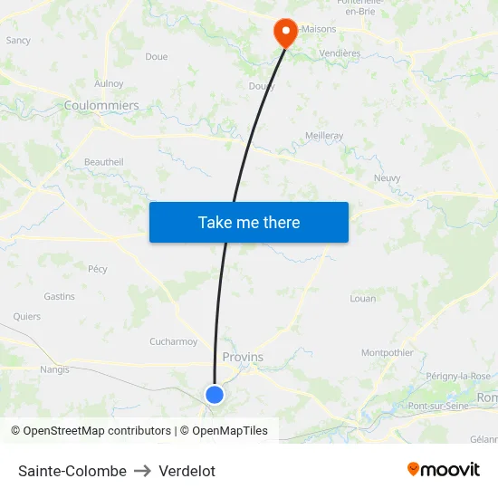 Sainte-Colombe to Verdelot map