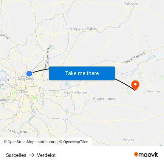 Sarcelles to Verdelot map