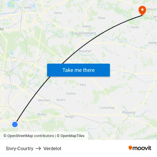 Sivry-Courtry to Verdelot map