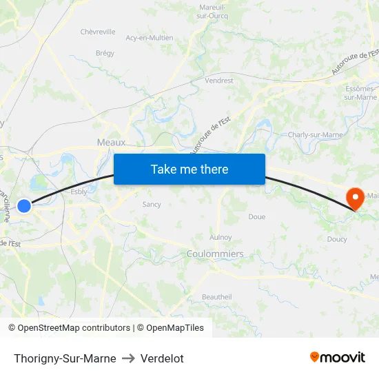 Thorigny-Sur-Marne to Verdelot map