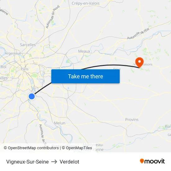 Vigneux-Sur-Seine to Verdelot map